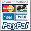 We accept all major Credit cards, Paypal and Google Checkout payments